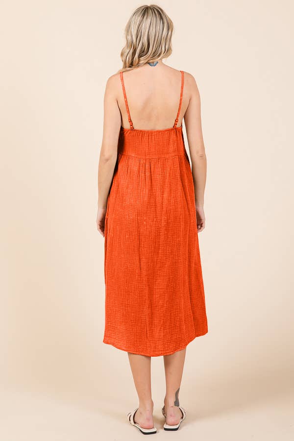 CWD2138MW - ASYMMETRY TIERED DOWN MIDI SLIP DRESS