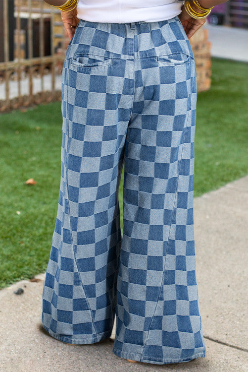 Blue Checkered Jeans