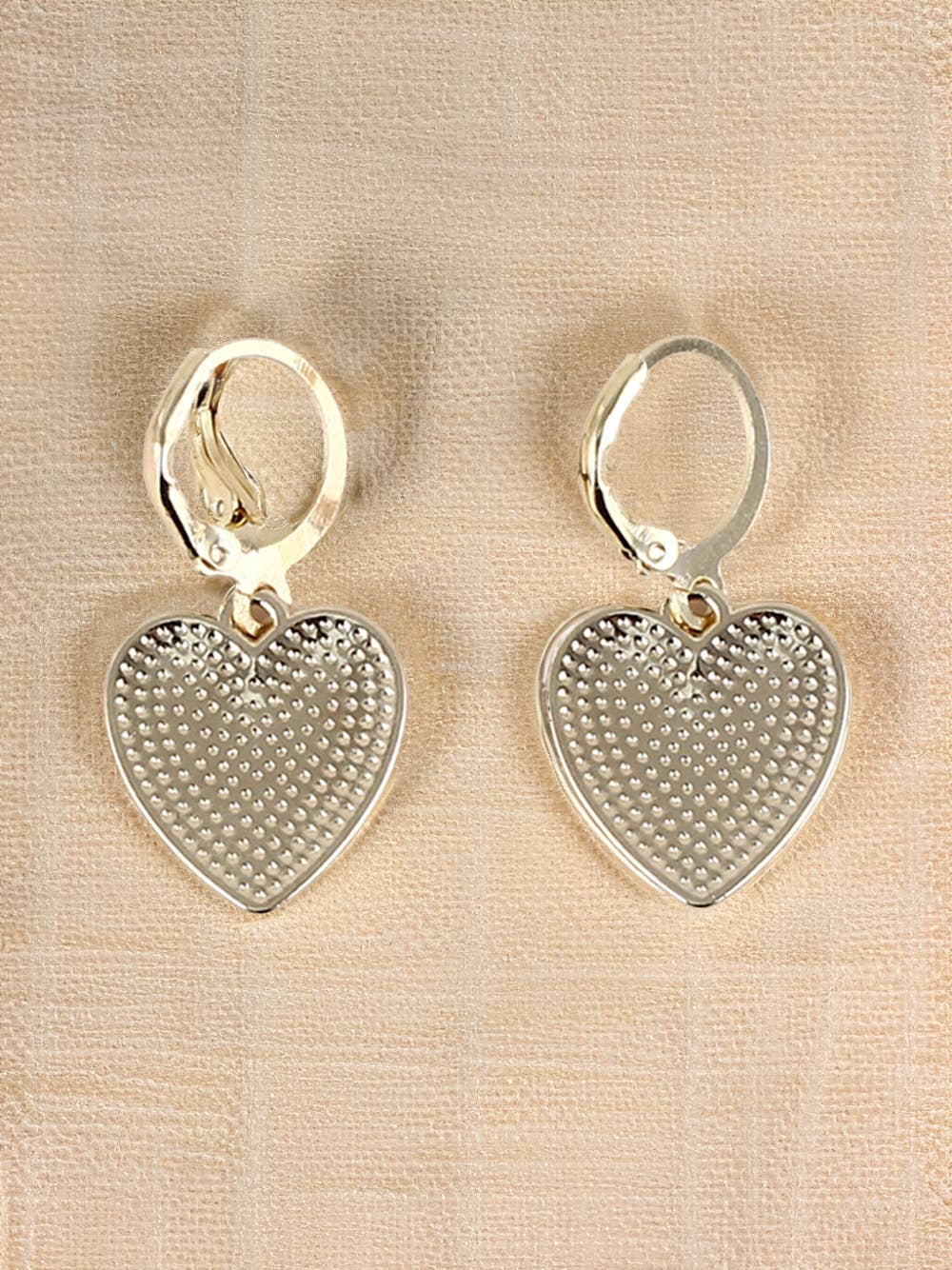 Checkered Heart Shape Hoop Dangle Earrings