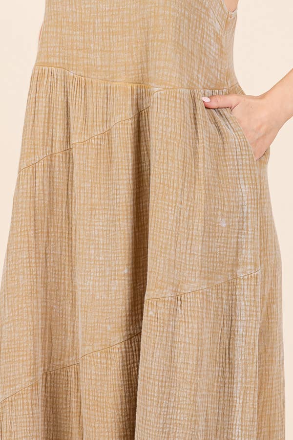 CWD2138MW - ASYMMETRY TIERED DOWN MIDI SLIP DRESS