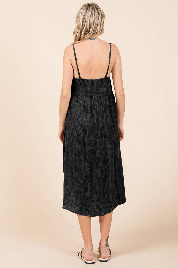 CWD2138MW - ASYMMETRY TIERED DOWN MIDI SLIP DRESS