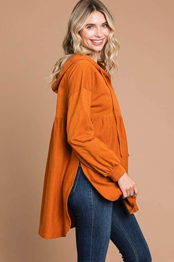 CFH1932L - OVERSIZED RUCHING HOODIE TOP
