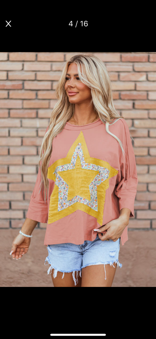 Rose Tan Floral Starburst Top