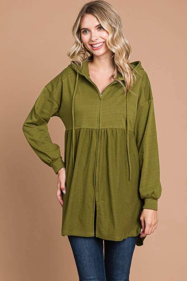 CFH1932L - OVERSIZED RUCHING HOODIE TOP