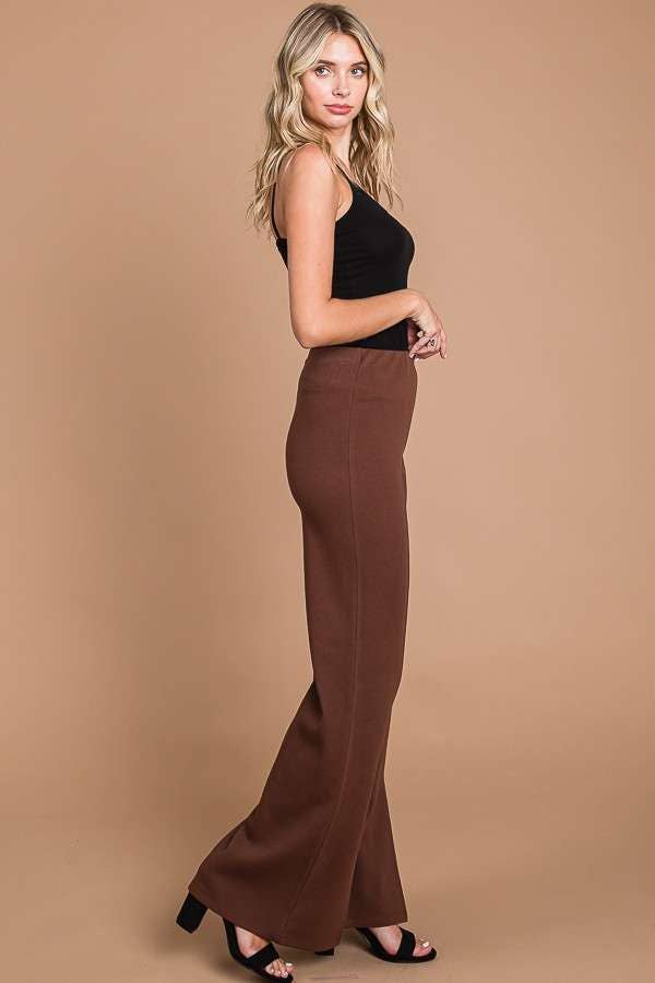CJP1810 - HIGH WAIST SLIT FRONT WIDE PANTS