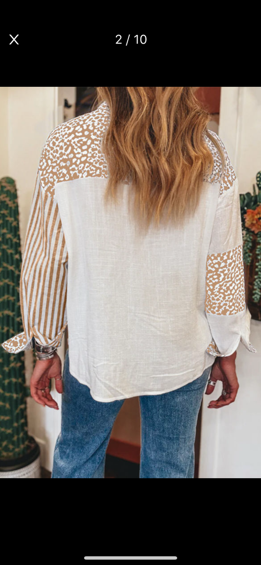 Leopard Striped Western Casual Shirt