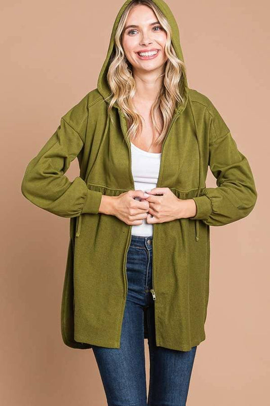 CFH1932L - OVERSIZED RUCHING HOODIE TOP