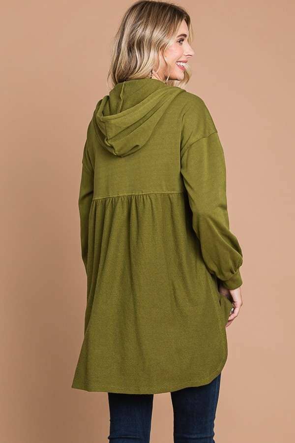 CFH1932L - OVERSIZED RUCHING HOODIE TOP