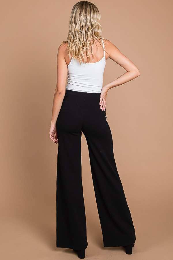 CJP1810 - HIGH WAIST SLIT FRONT WIDE PANTS