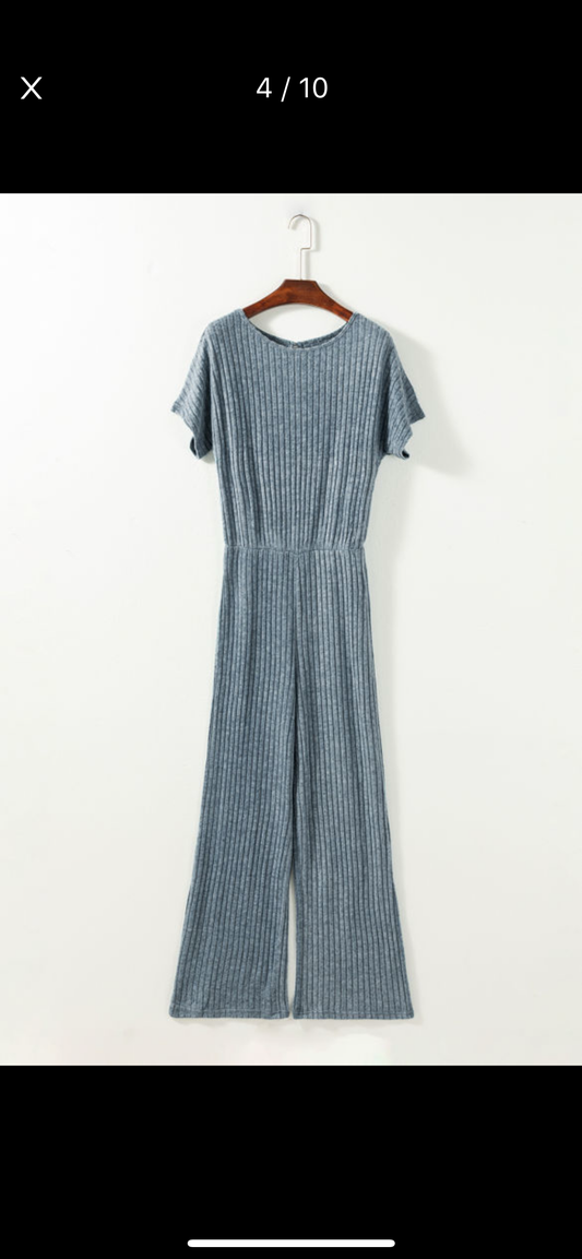 Dusk Blue Ribbed Jumpsuit