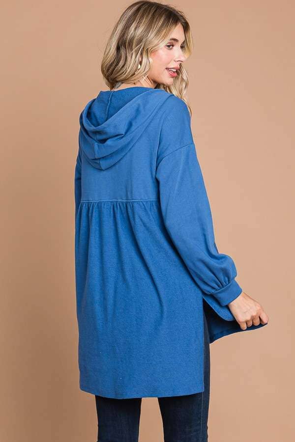 CFH1932L - OVERSIZED RUCHING HOODIE TOP
