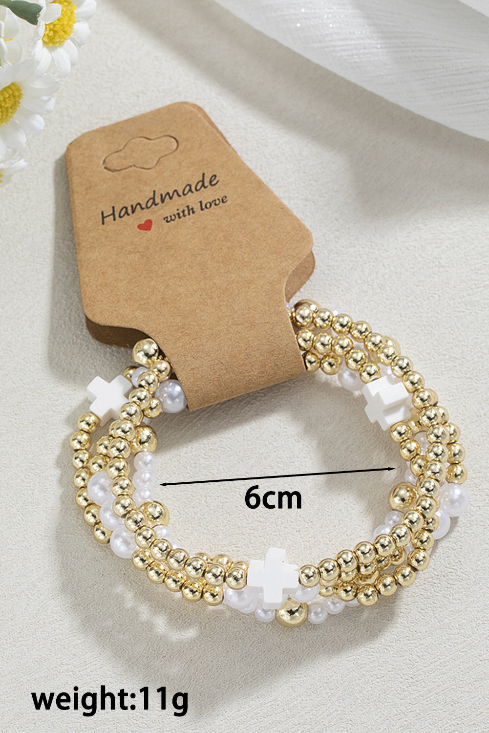 White Cross Pearl Bracelet