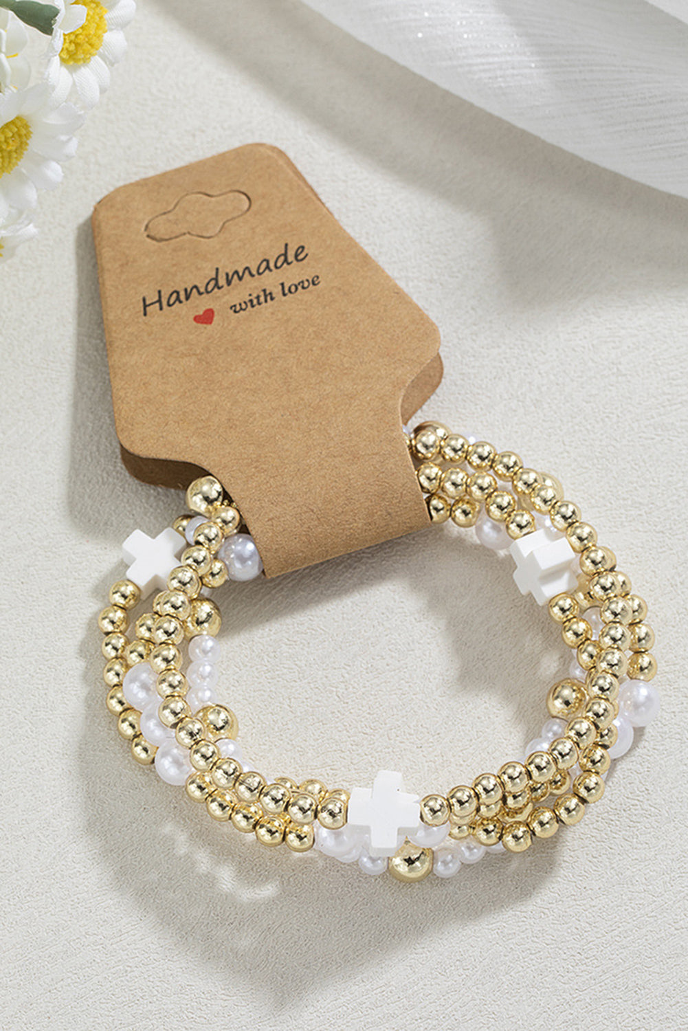 White Cross Pearl Bracelet