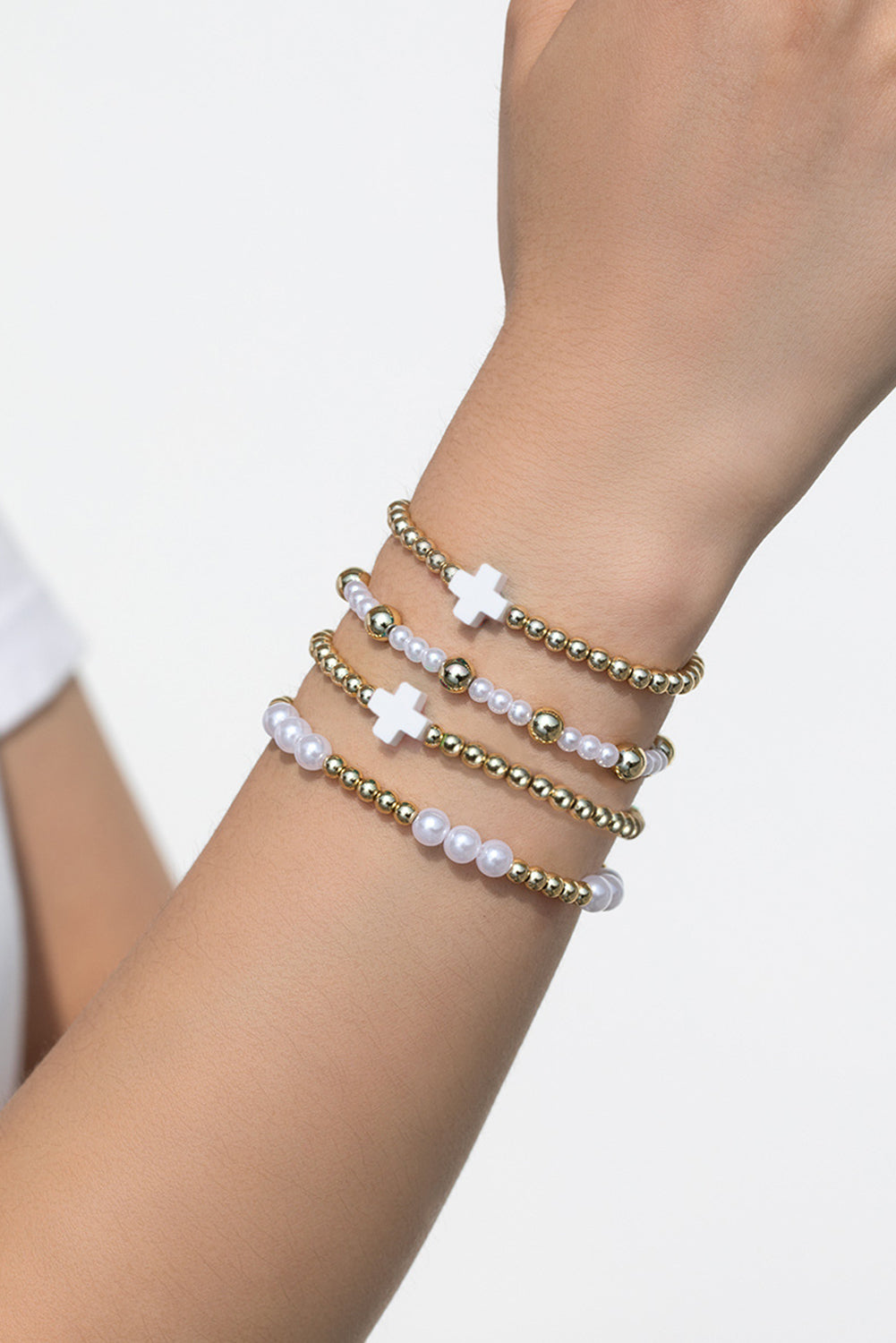 White Cross Pearl Bracelet