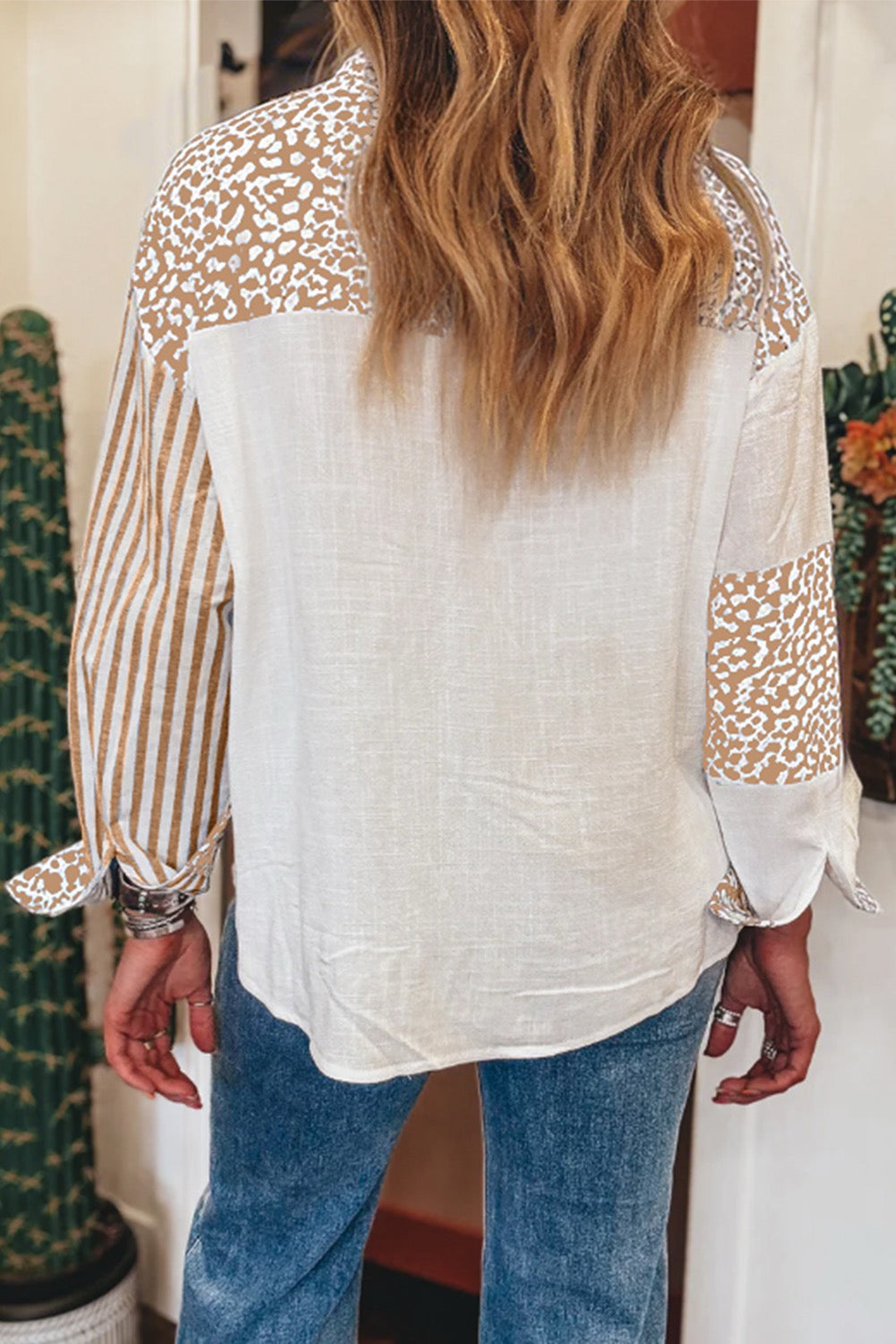 Khaki leopard stripe western casual