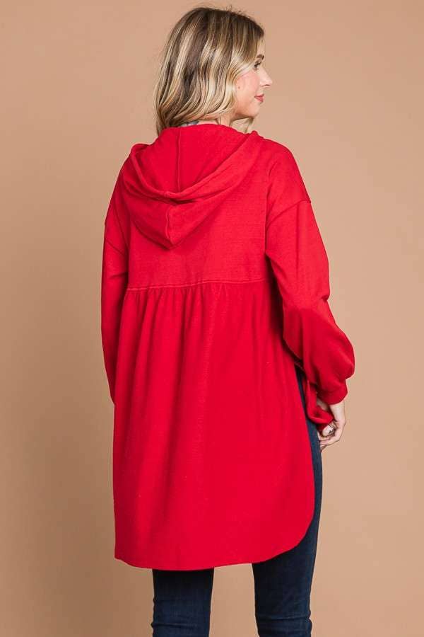 CFH1932L - OVERSIZED RUCHING HOODIE TOP