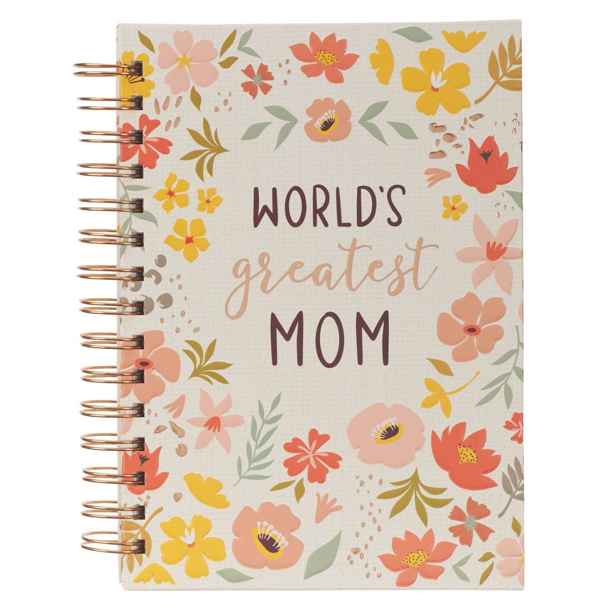 Journal Wirebound Peach Floral World's Greatest Mom