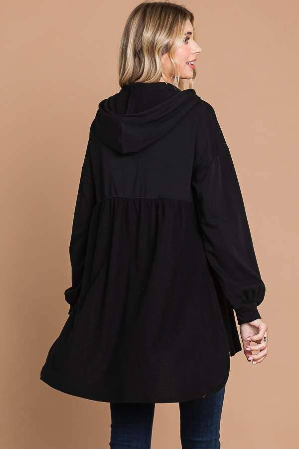 CFH1932L - OVERSIZED RUCHING HOODIE TOP