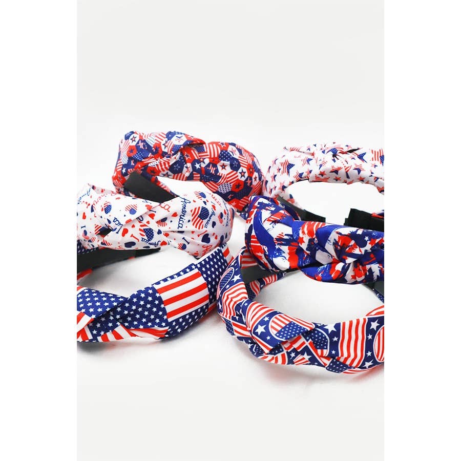 USA Flag American Patriotic Twisted Headband