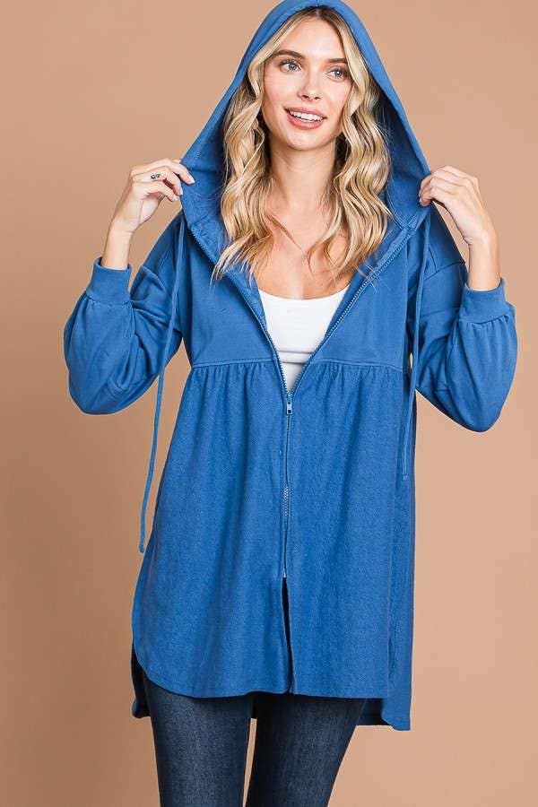 CFH1932L - OVERSIZED RUCHING HOODIE TOP