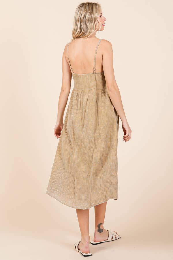 CWD2138MW - ASYMMETRY TIERED DOWN MIDI SLIP DRESS