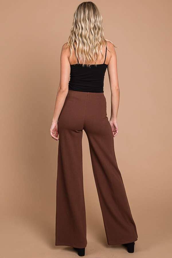 CJP1810 - HIGH WAIST SLIT FRONT WIDE PANTS