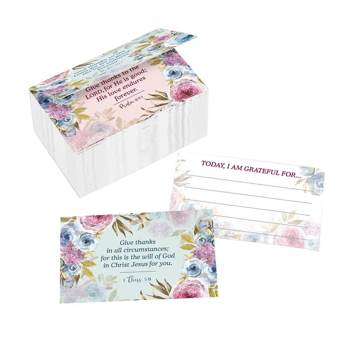 Give Thanks Pink Ranunculus Glass Gratitude Jar with Cards -