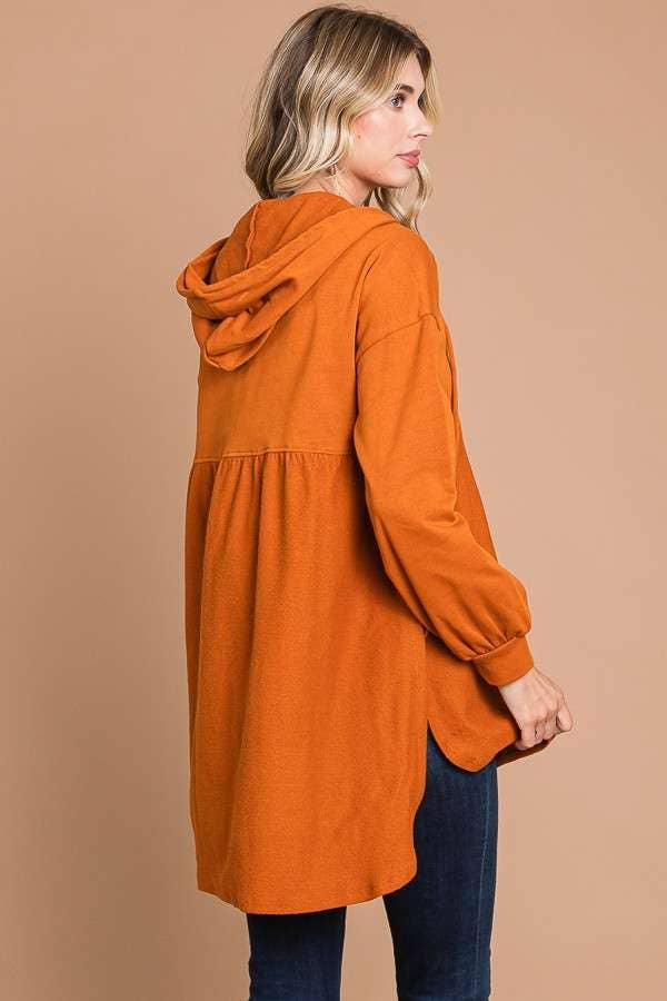 CFH1932L - OVERSIZED RUCHING HOODIE TOP