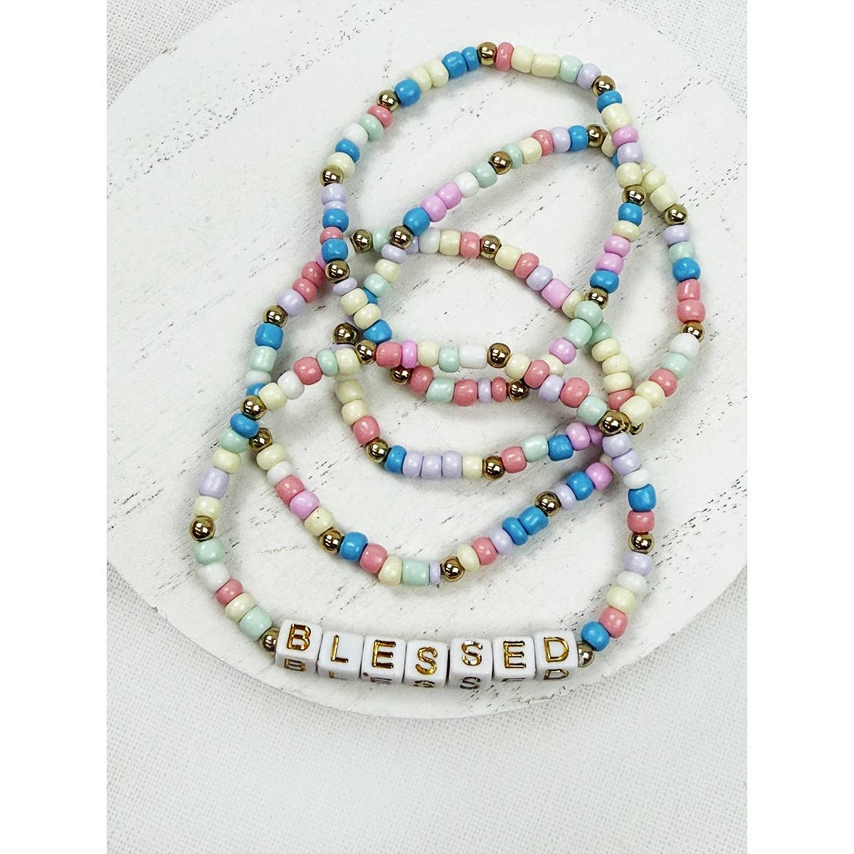 BELIEVE and BLESSED layered Stretch Bracelets