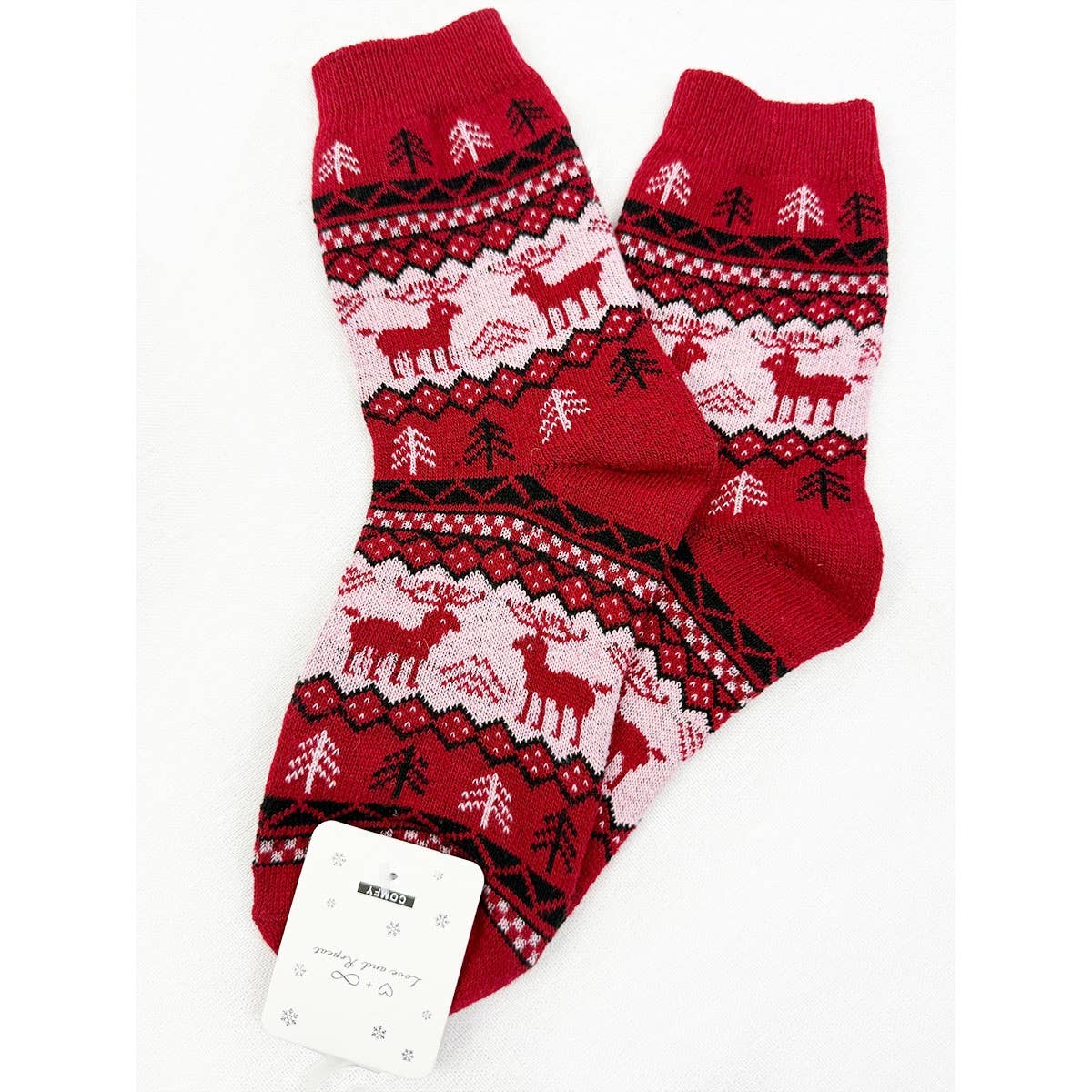 Reindeer Print Cozy Cabin Socks