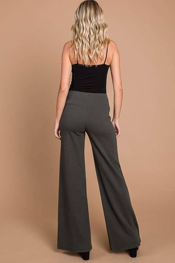 CJP1810 - HIGH WAIST SLIT FRONT WIDE PANTS