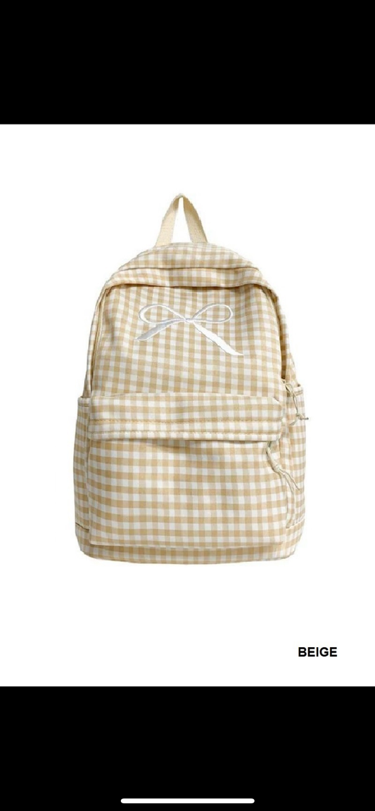 Coquette Bow Checkered Backpack
