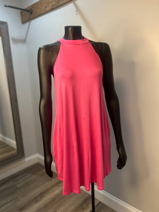 Jersey Pocketed Halter Dress