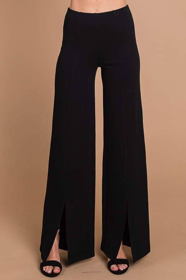 CJP1810 - HIGH WAIST SLIT FRONT WIDE PANTS