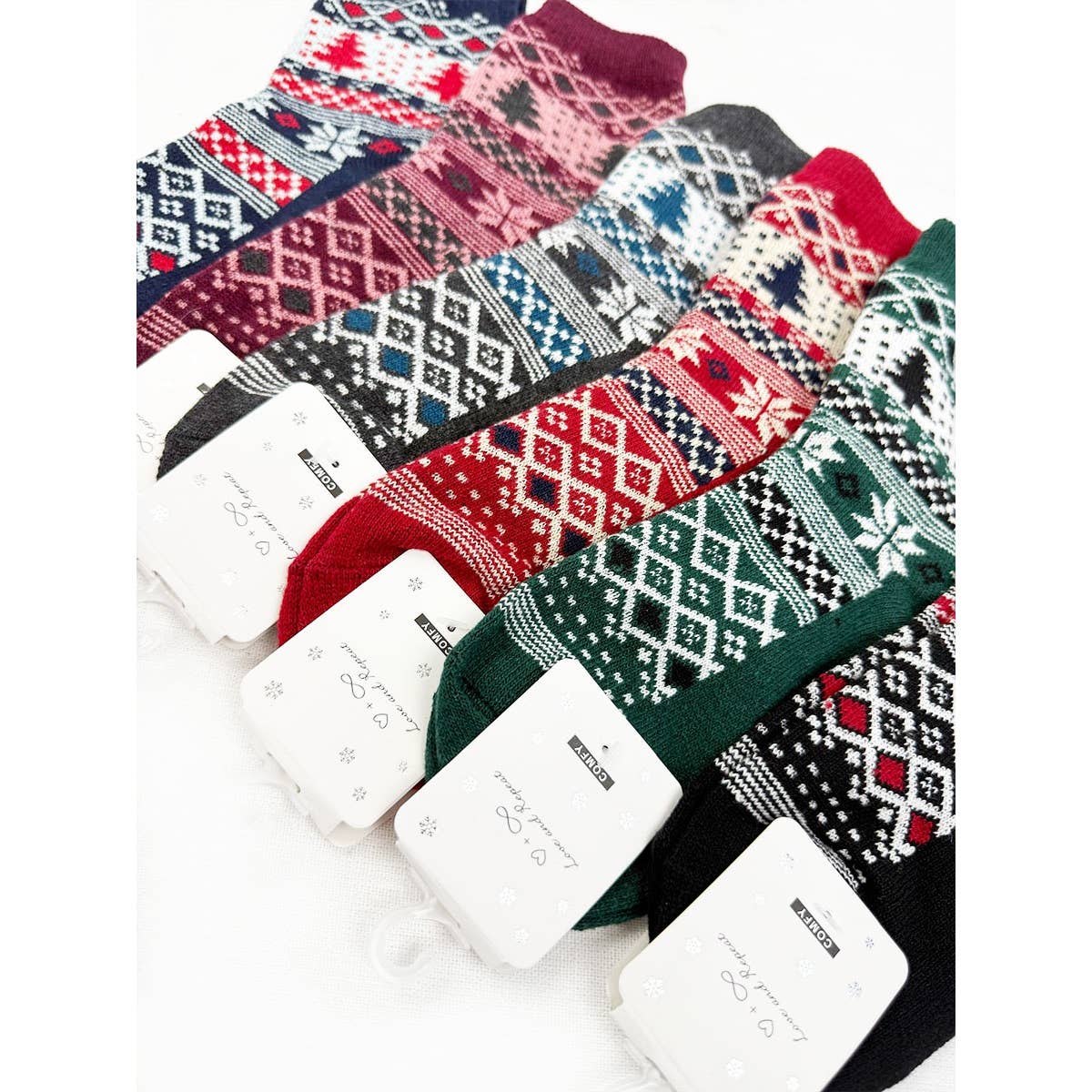 SnowFlake and Tree Print Cozy Cabin Socks