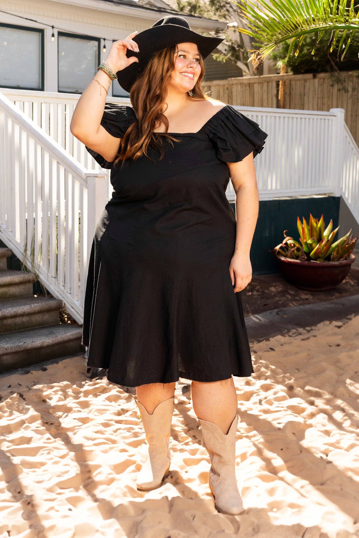 The Stella Black Linen Versi Dress  Betty Lou and Co