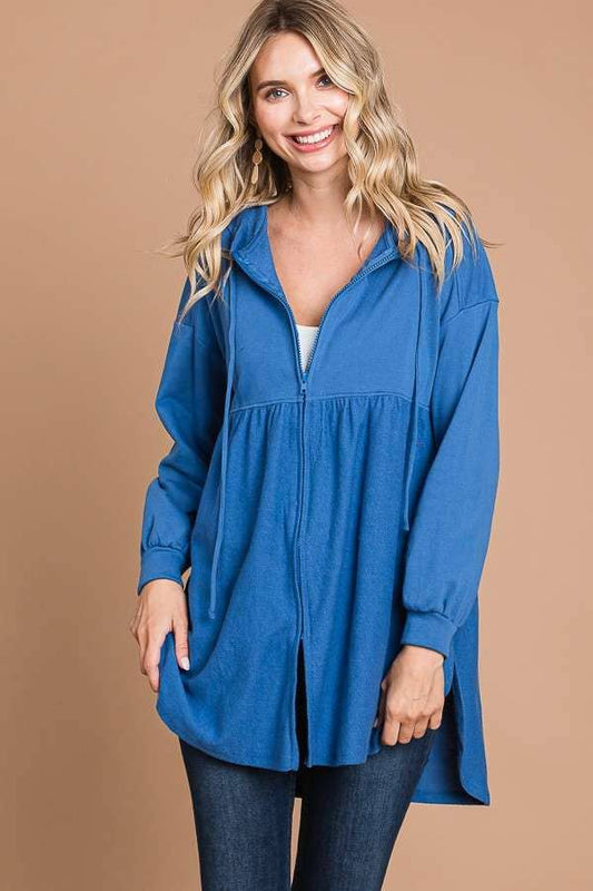 CFH1932L - OVERSIZED RUCHING HOODIE TOP