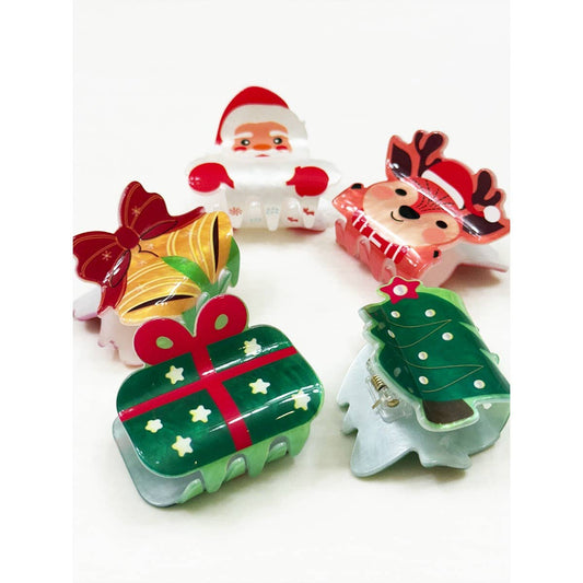 Small Christmas Hair Claw Clips for Girls