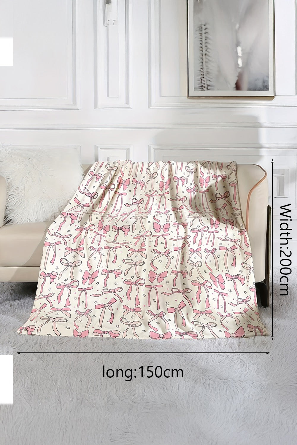 Sweet pink bows print large sofa blanket