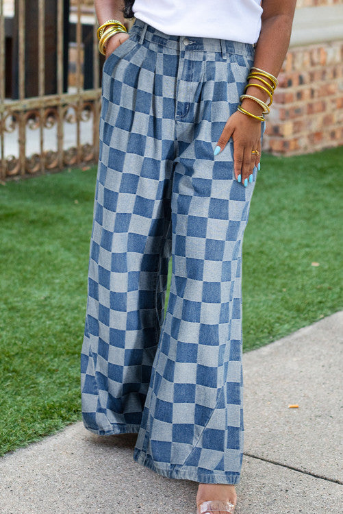 Blue Checkered Jeans