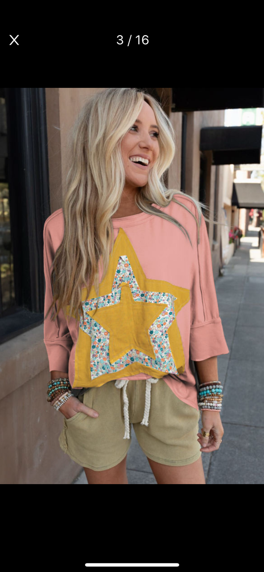 Rose Tan Floral Starburst Top