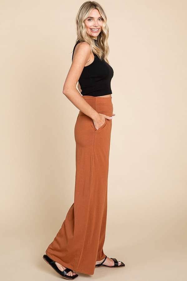 CJP1763 - FOLDABLE WAIST BAND PALAZZO PANTS