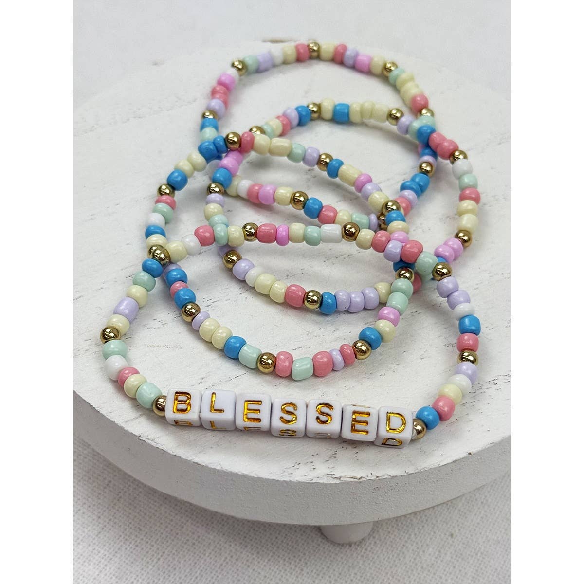 BELIEVE and BLESSED layered Stretch Bracelets