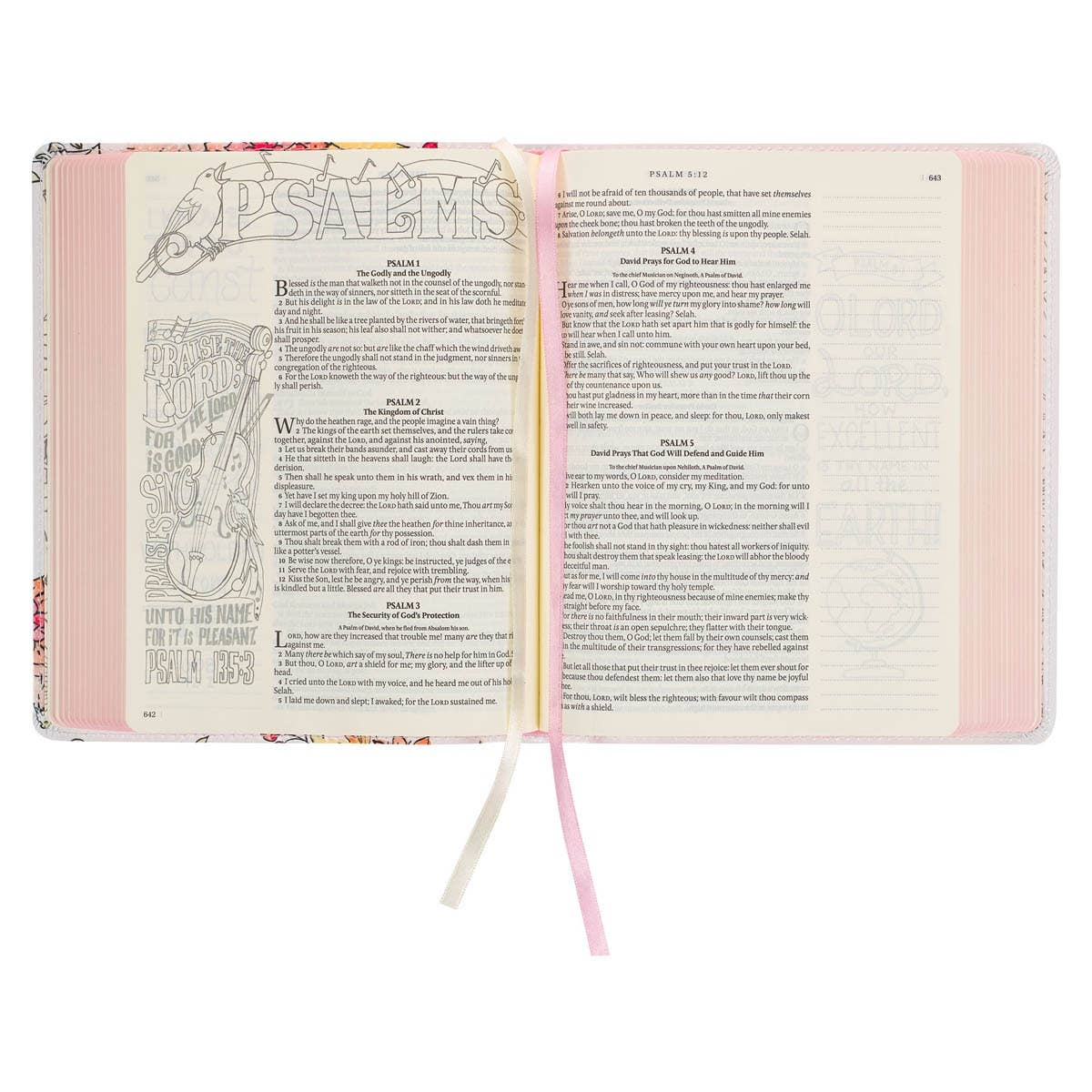 KJV My Creative Bible Faux Leather, White Floral Printed