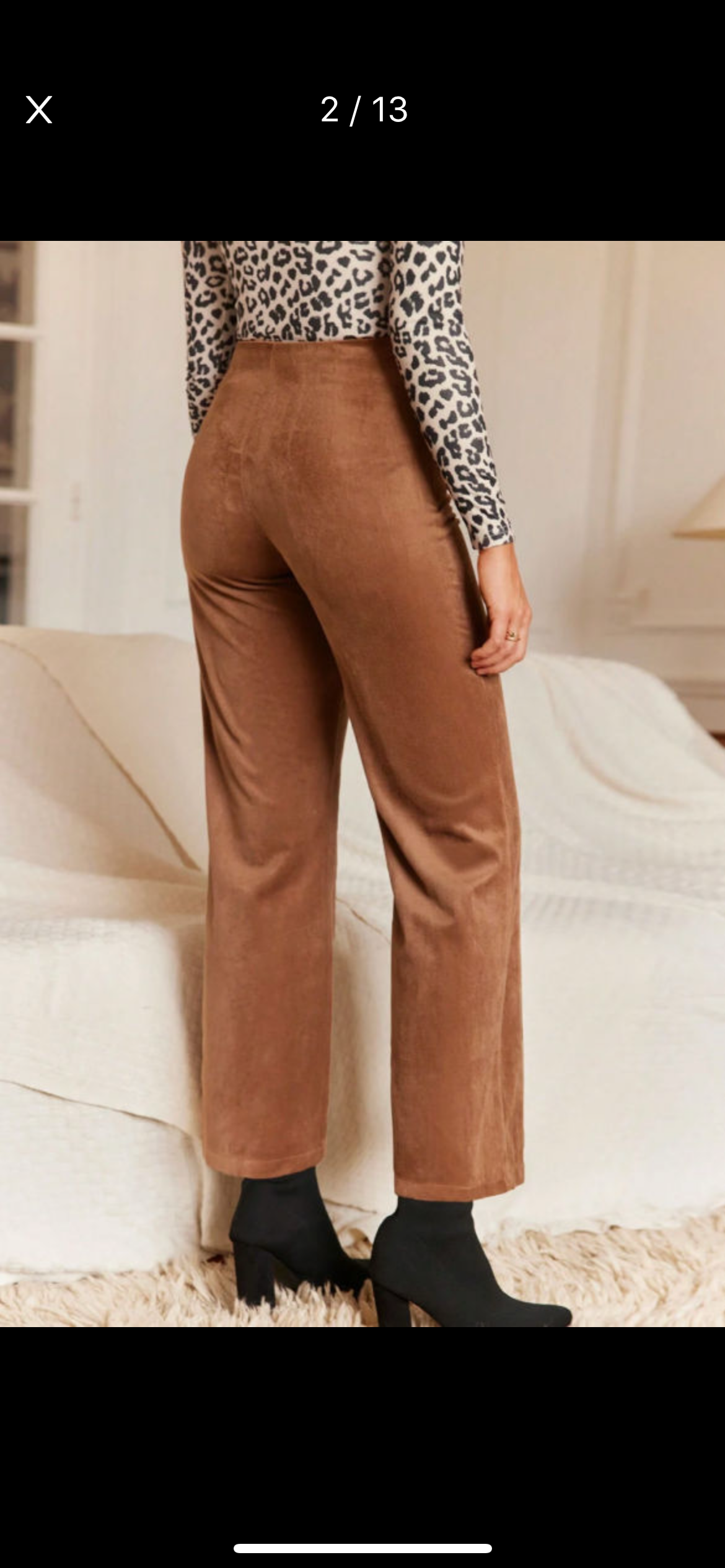Chestnut Solid Color Straight Leg Pants