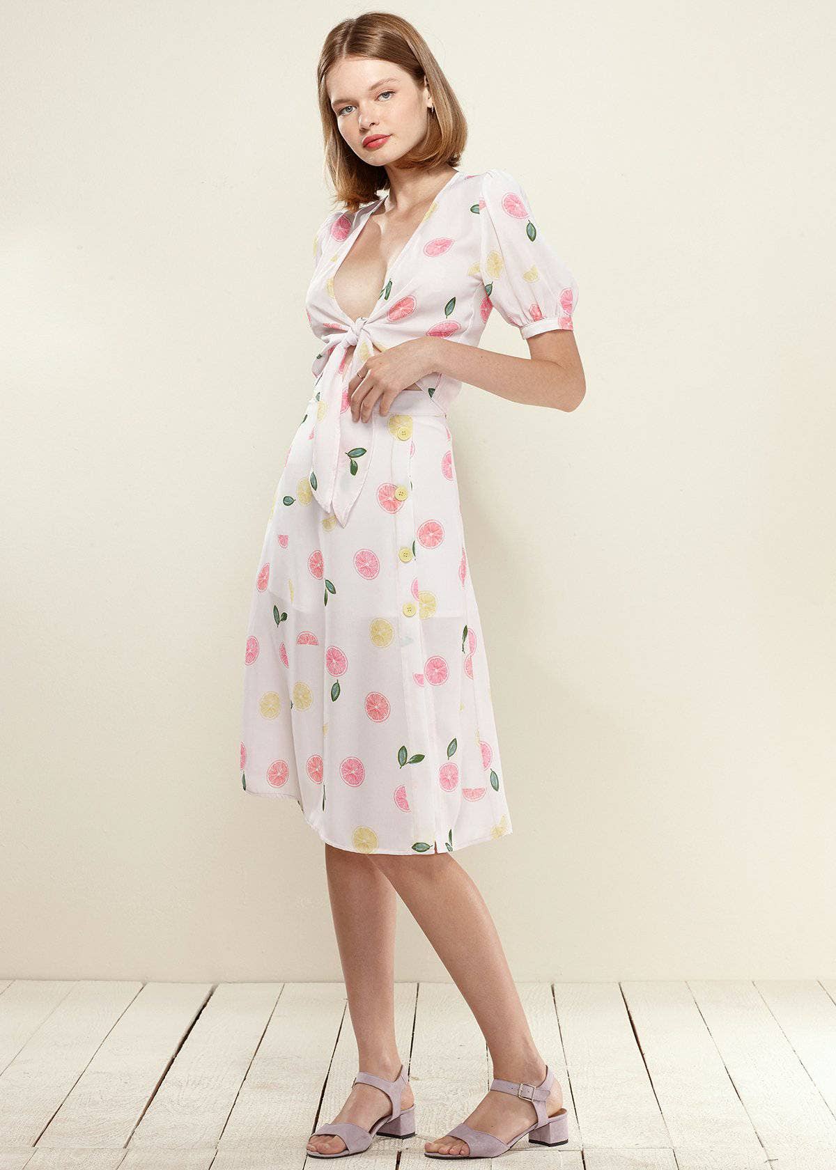 Nurode's Fruit Punch Button Front Midi Skirt