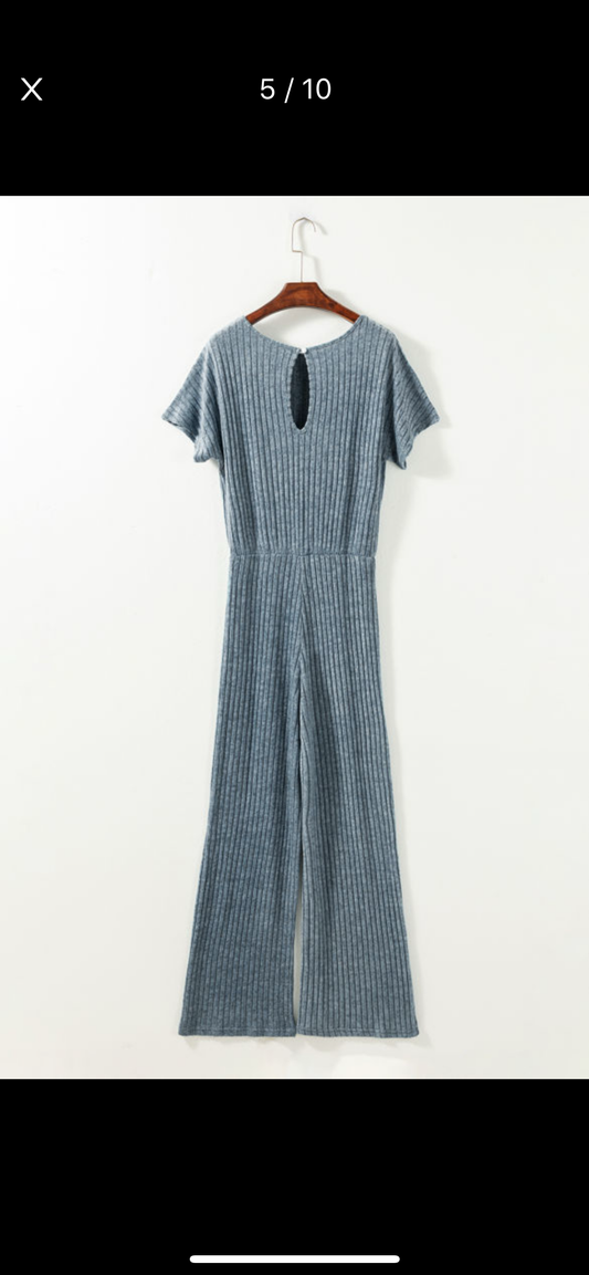 Dusk Blue Ribbed Jumpsuit