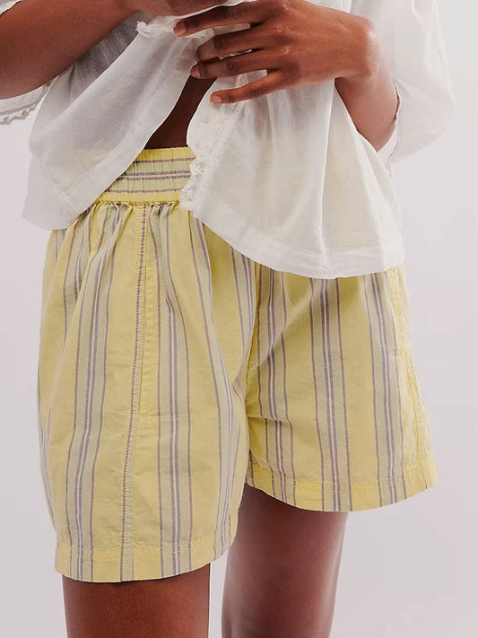 Striped Elastic Waist Casual Beach Shorts N25Z144