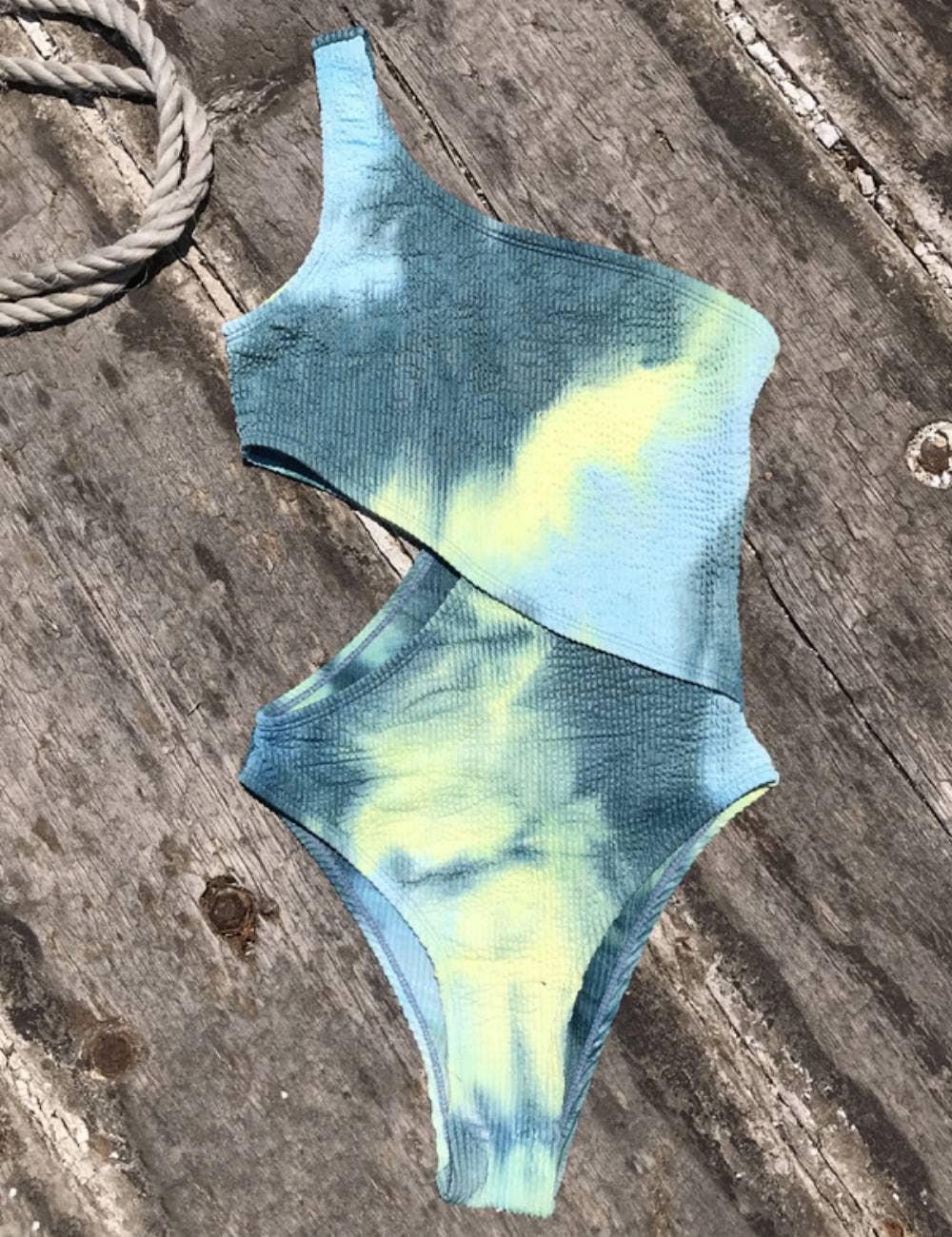 Wrinkle One Shoulder One Piece Swimwear SKSW40090