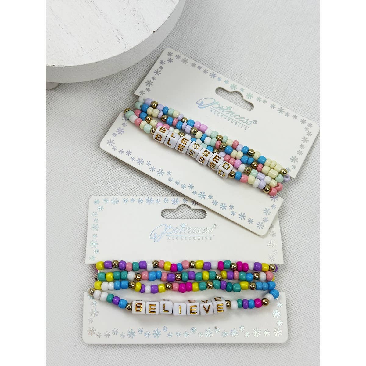 BELIEVE and BLESSED layered Stretch Bracelets